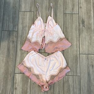 NWOT | VS Satin & Lace PJ Set